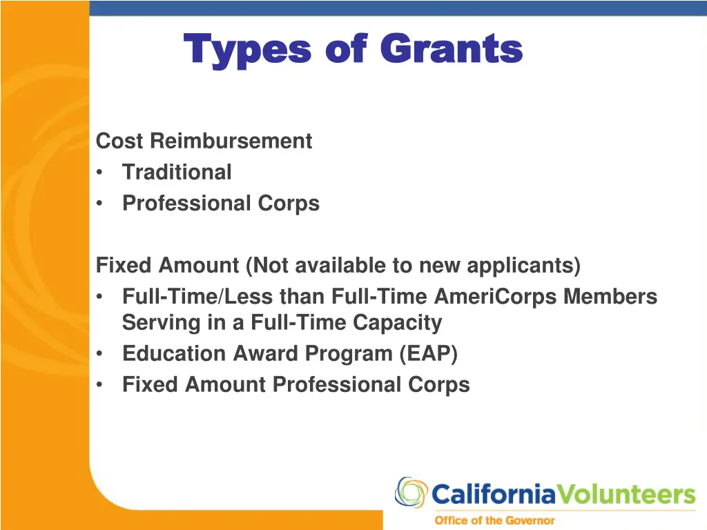 t types of grants ypes of grants