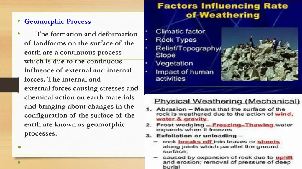 geomorphic process the formation and deformation