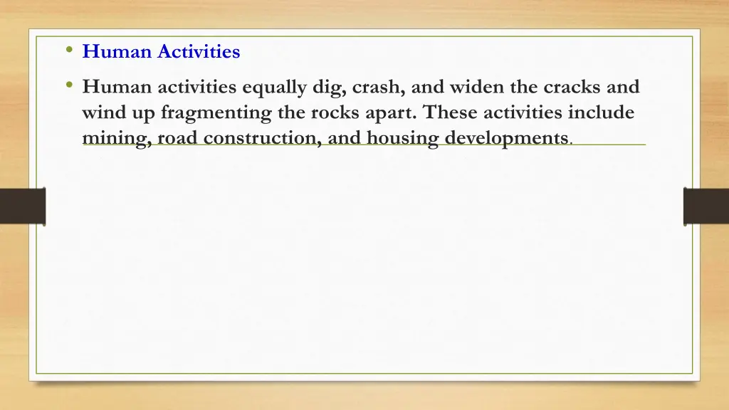 human activities human activities equally