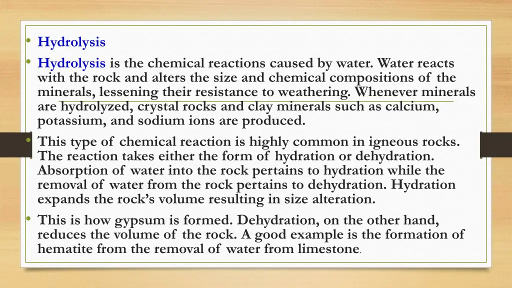 hydrolysis hydrolysis is the chemical reactions