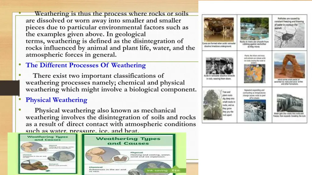 weathering is thus the process where rocks