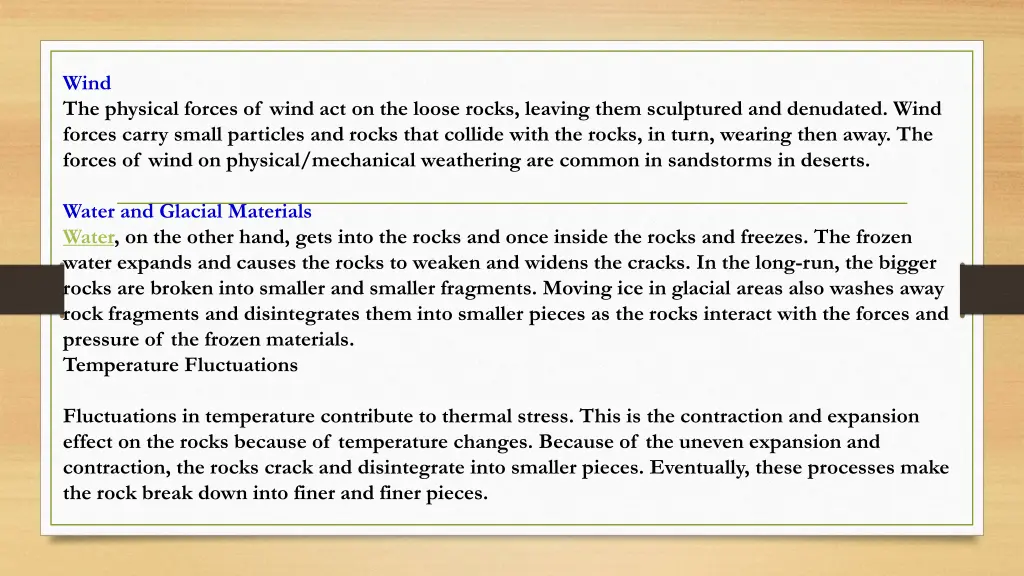 wind the physical forces of wind act on the loose