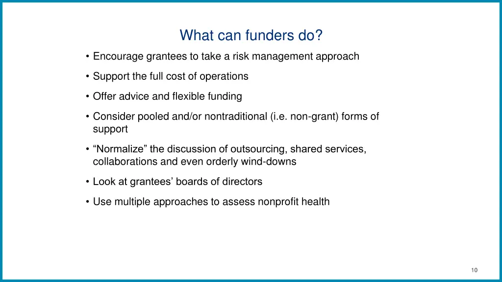 what can funders do