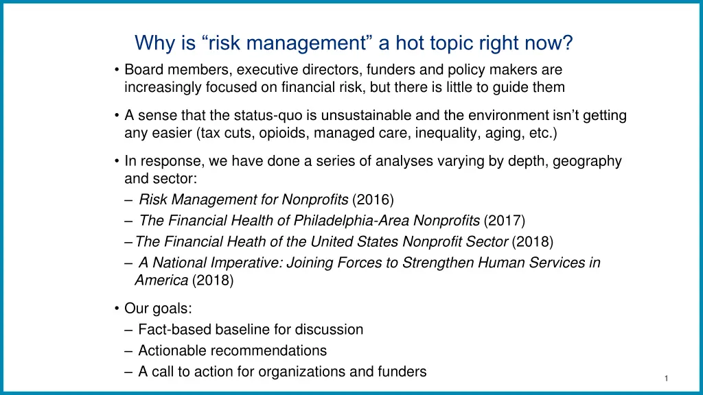 why is risk management a hot topic right