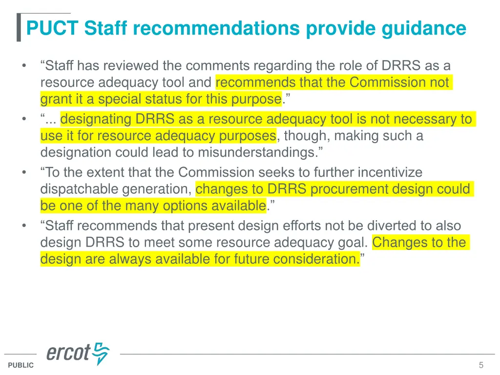 puct staff recommendations provide guidance