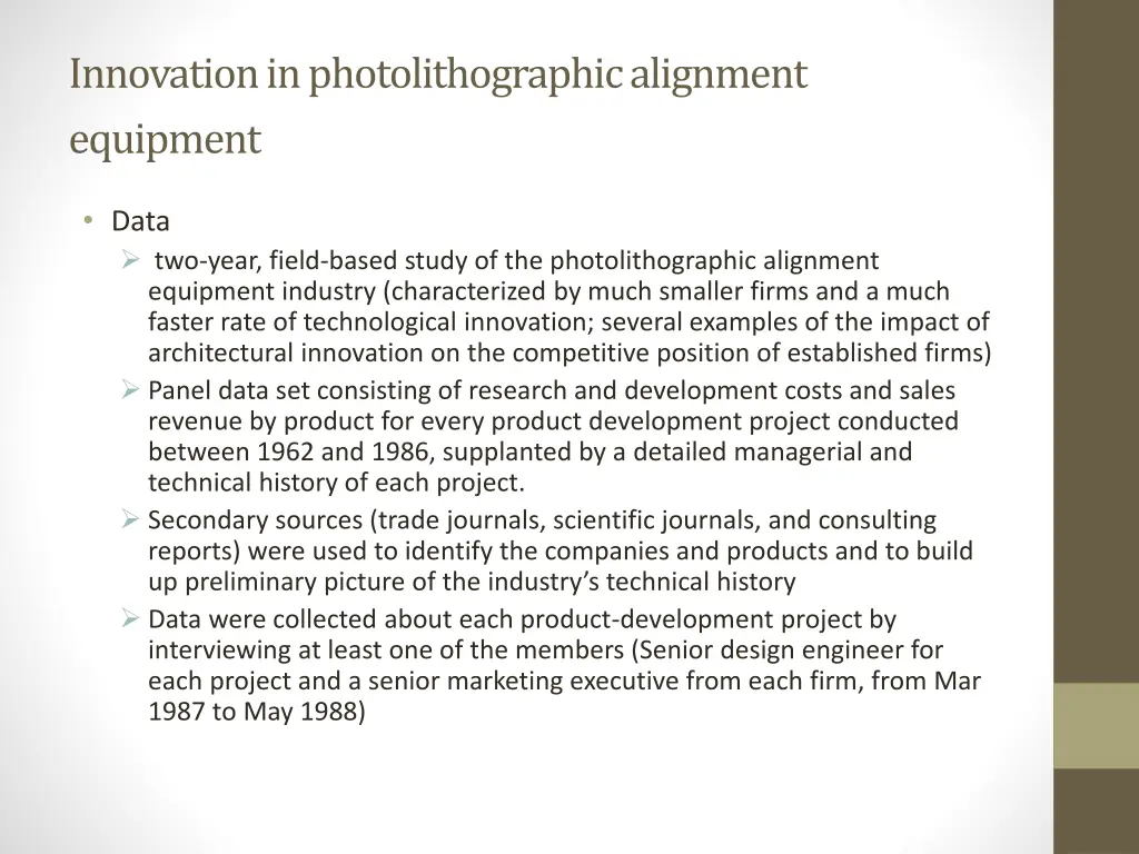 innovation in photolithographic alignment