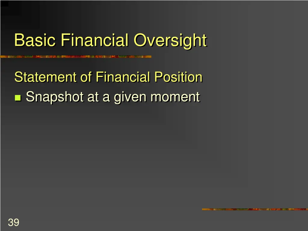 basic financial oversight 5