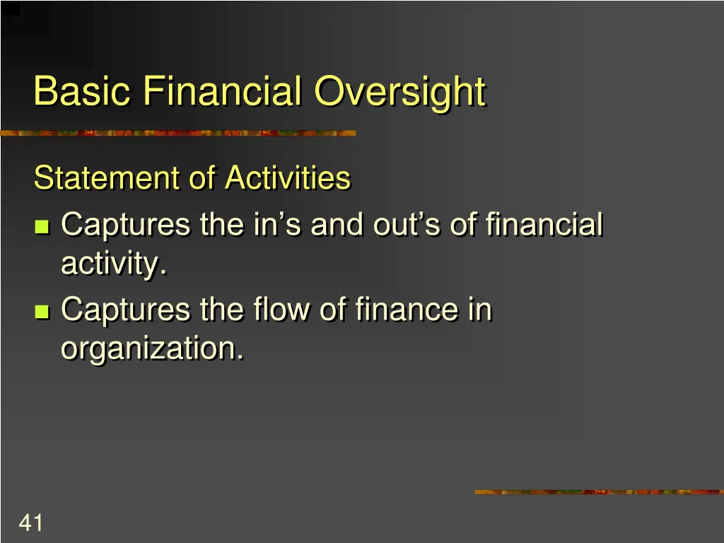 basic financial oversight 7
