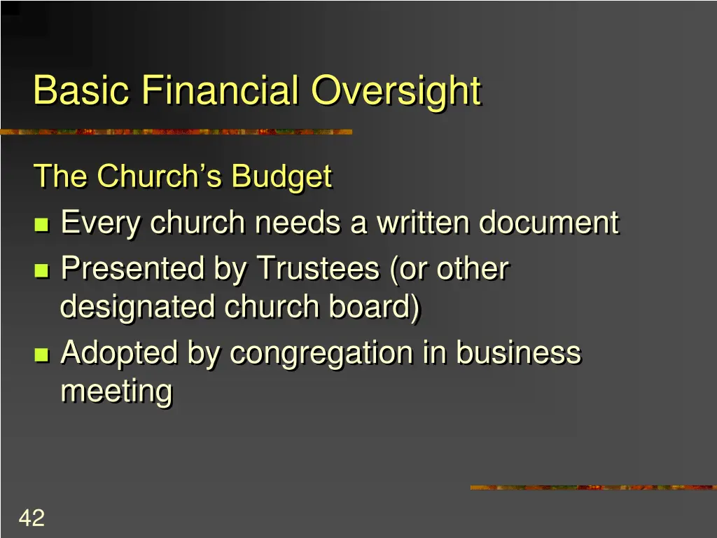 basic financial oversight 8