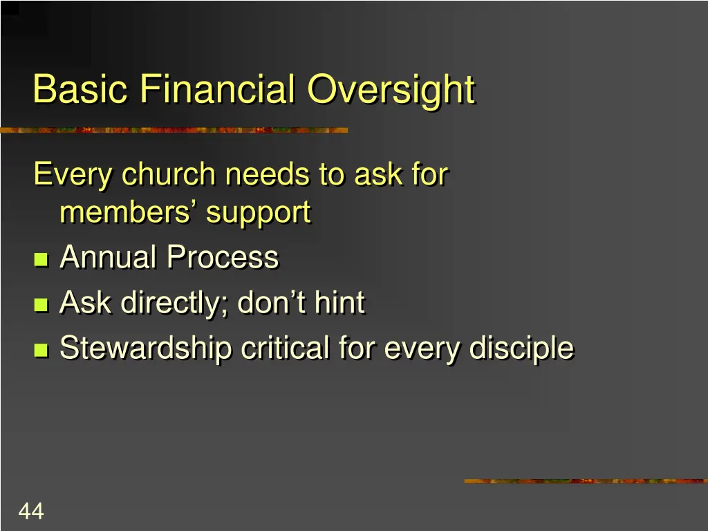 basic financial oversight 9