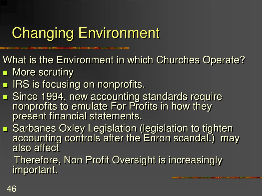 changing environment