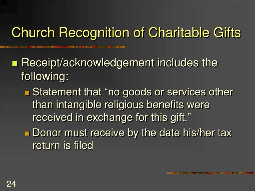 church recognition of charitable gifts 2