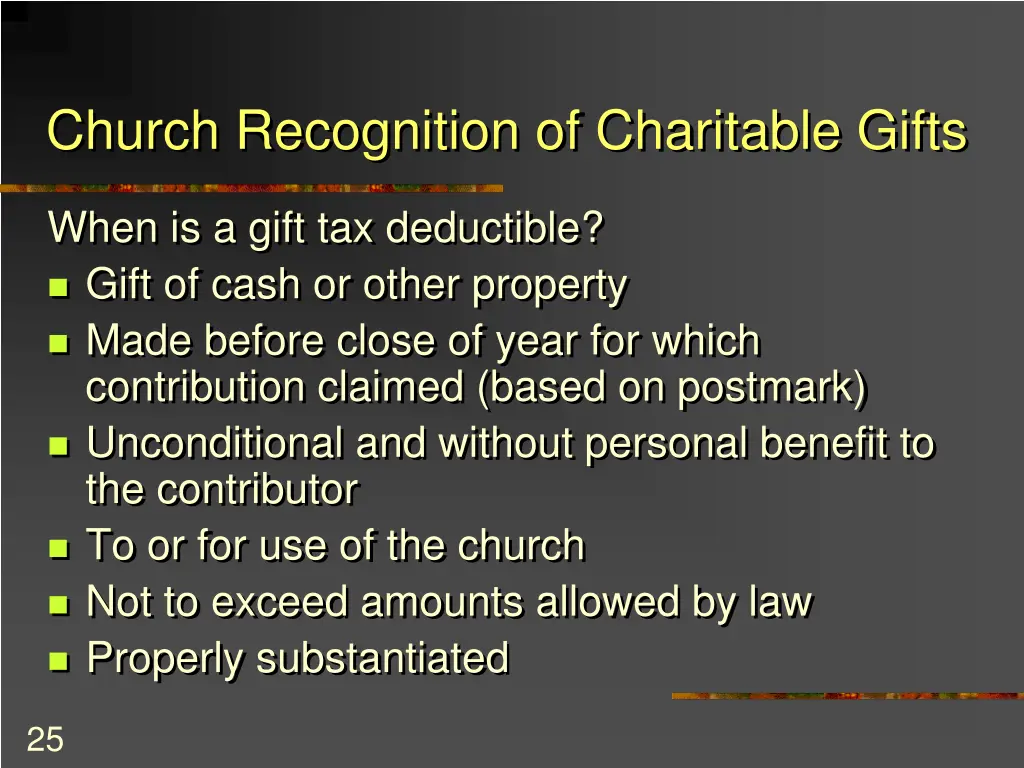 church recognition of charitable gifts 3