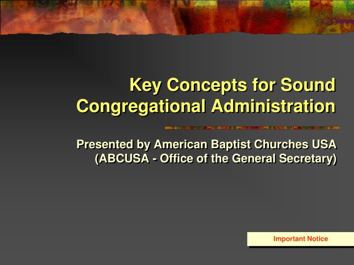 key concepts for sound congregational