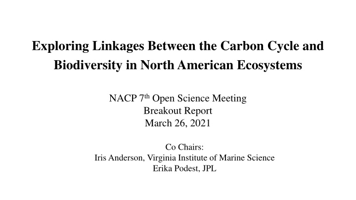 exploring linkages between the carbon cycle