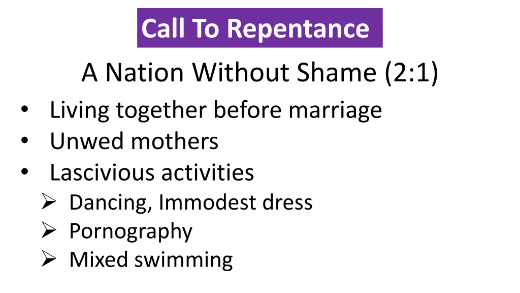 call to repentance a nation without shame 1