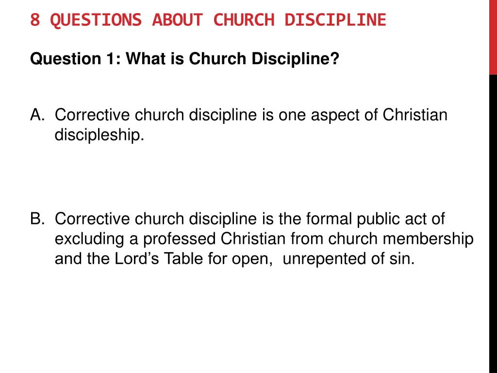 8 questions about church discipline 1