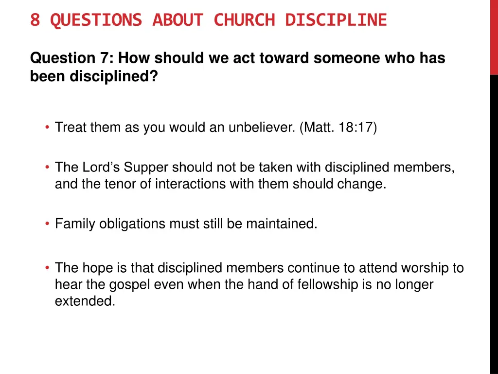 8 questions about church discipline 11