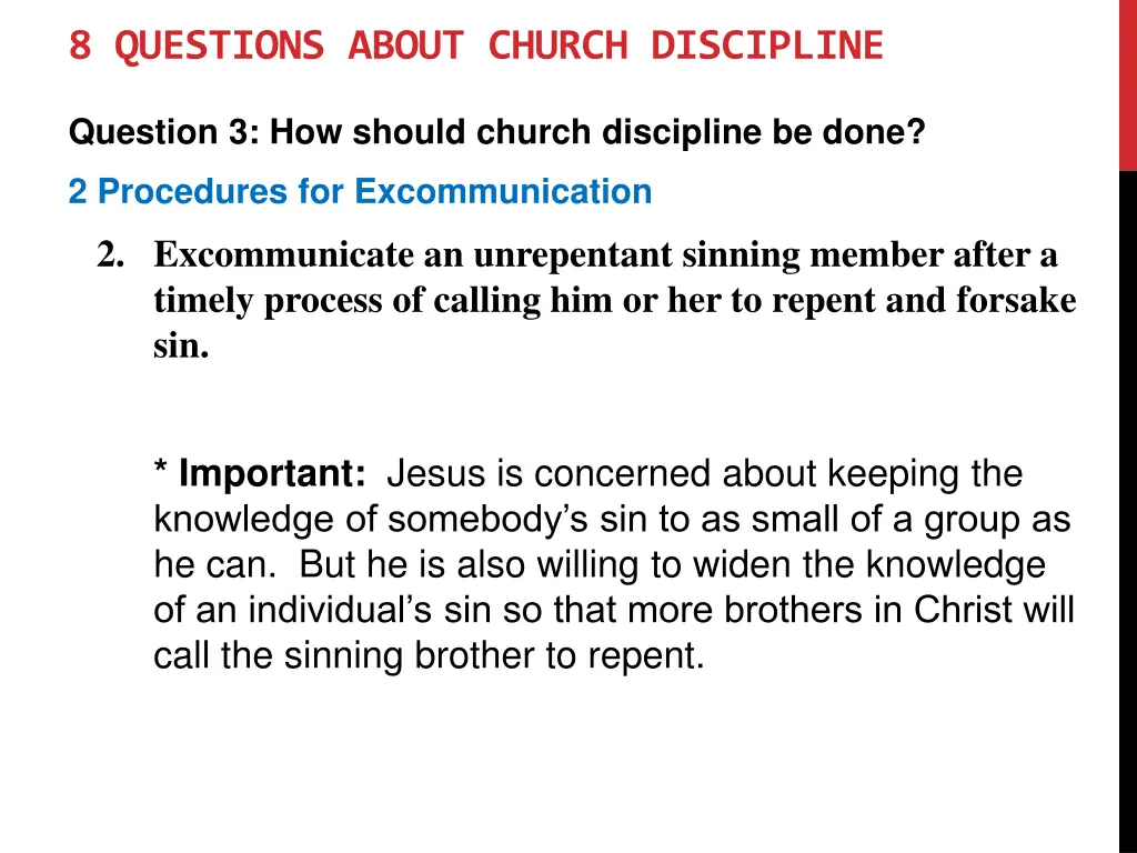 8 questions about church discipline 7