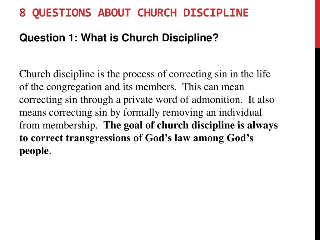 8 questions about church discipline