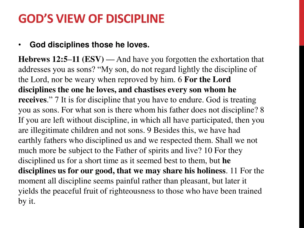 god s view of discipline