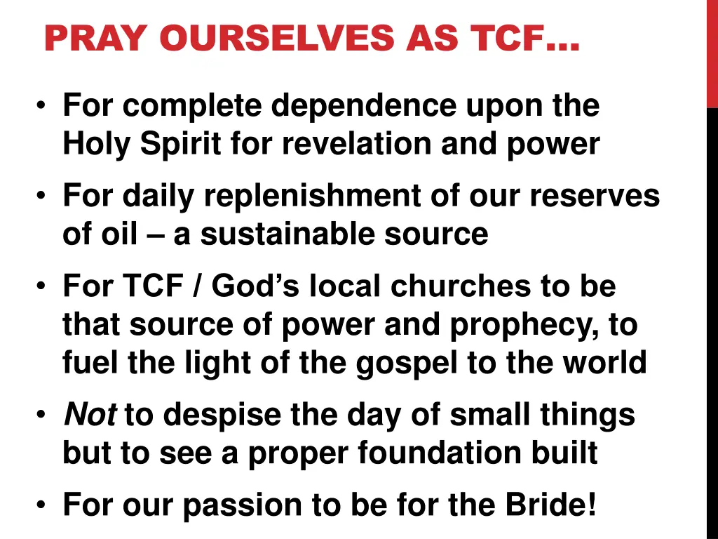pray ourselves as tcf