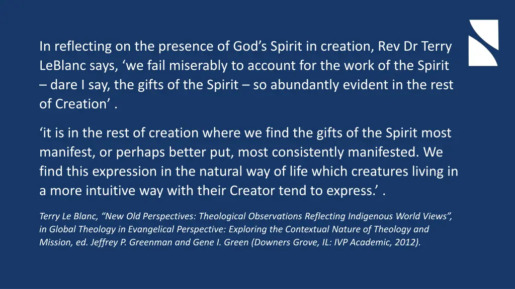 in reflecting on the presence of god s spirit
