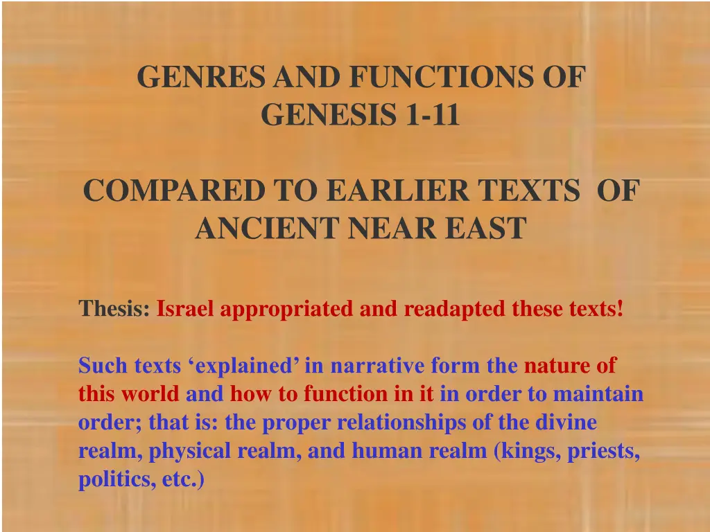 genres and functions of genesis 1 11