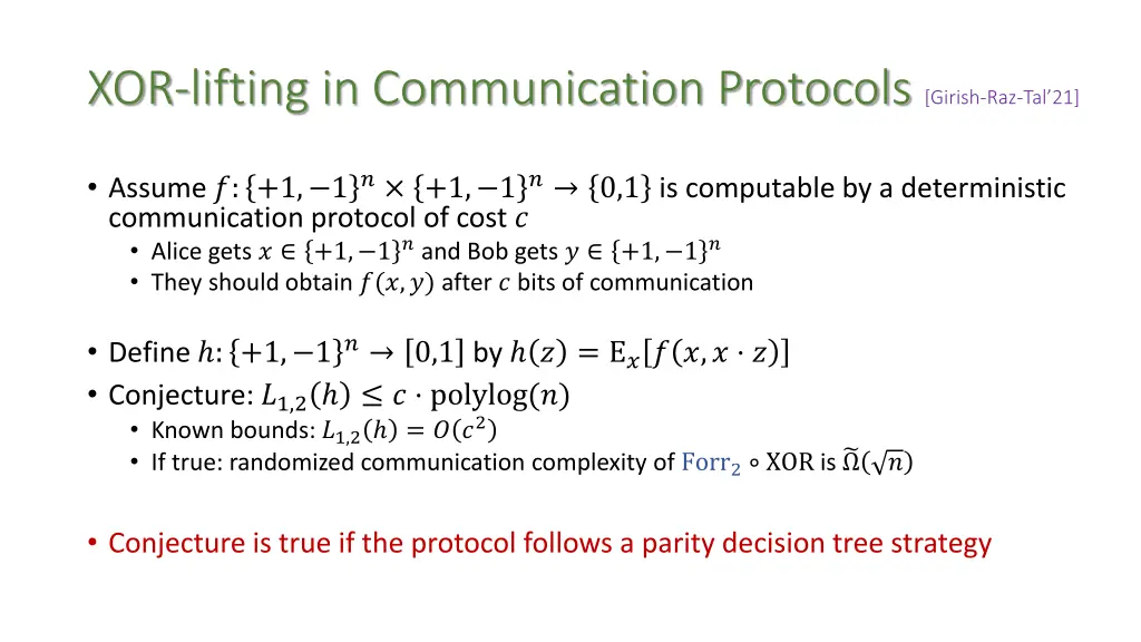 xor lifting in communication protocols girish