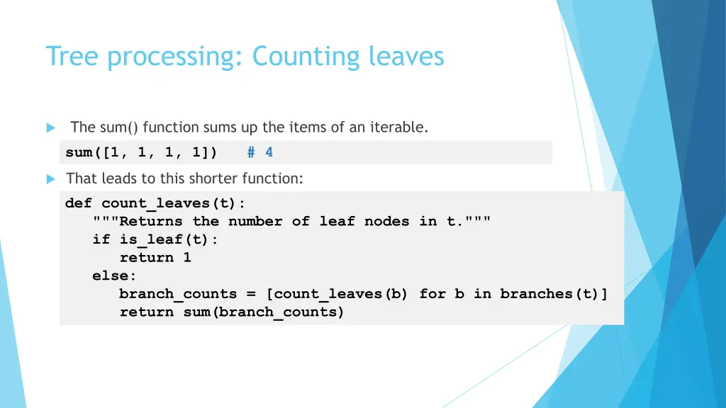 tree processing counting leaves 1