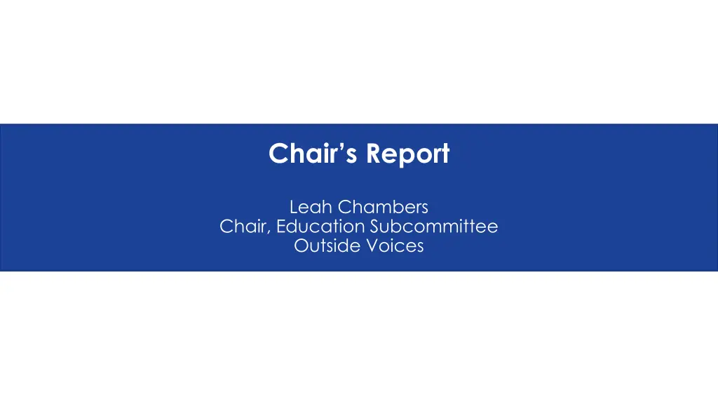 chair s report