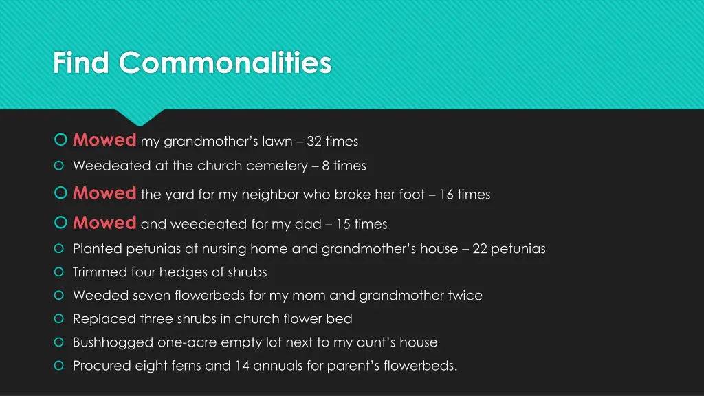 find commonalities