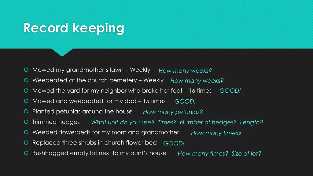 record keeping