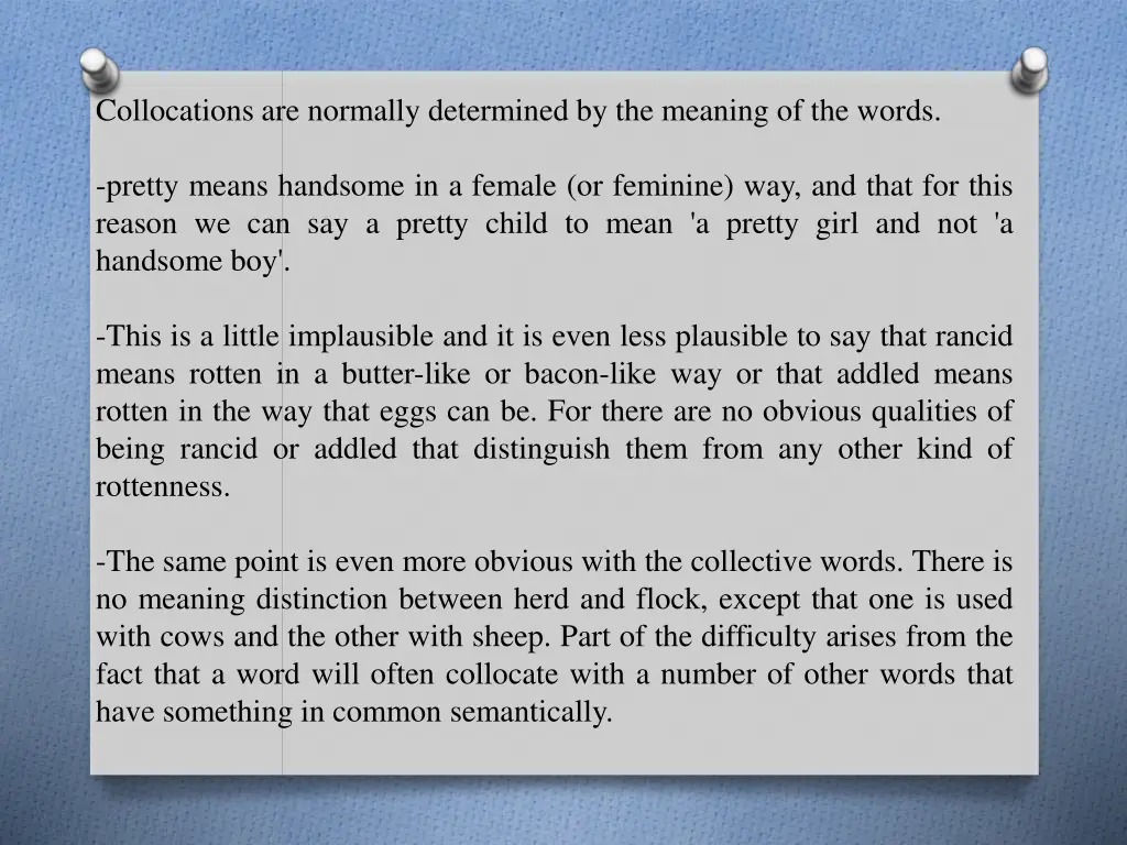 collocations are normally determined