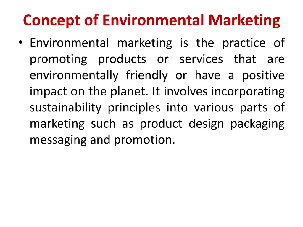 concept of environmental marketing environmental
