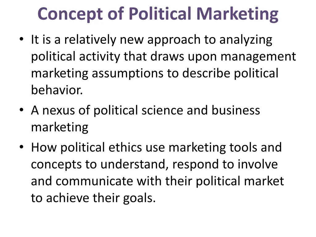 concept of political marketing it is a relatively