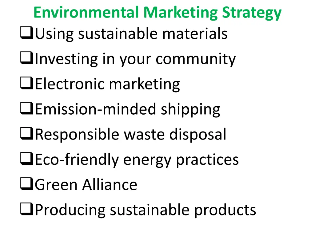 environmental marketing strategy using