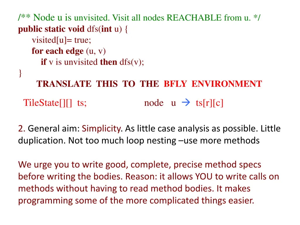 node u is unvisited visit all nodes reachable 1