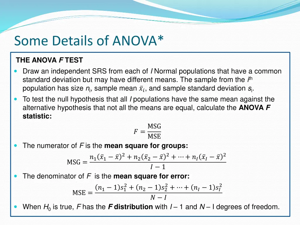 some details of anova
