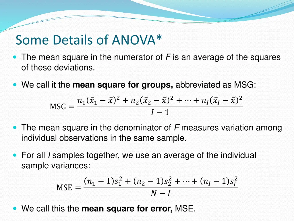 some details of anova the mean square