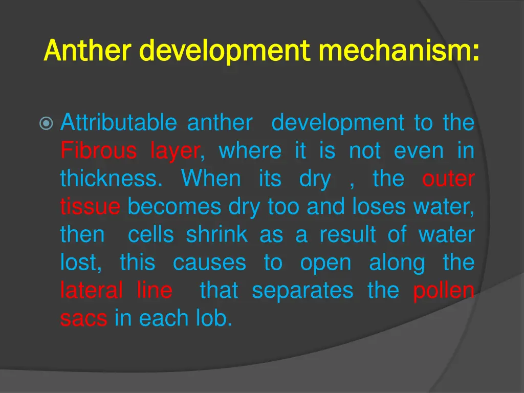 anther development mechanism anther development