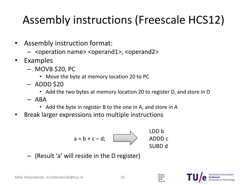 assembly instructions freescale hcs12
