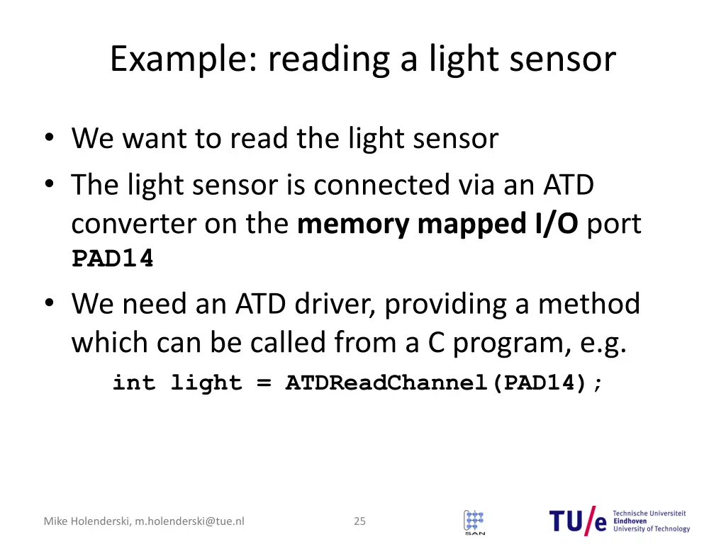 example reading a light sensor