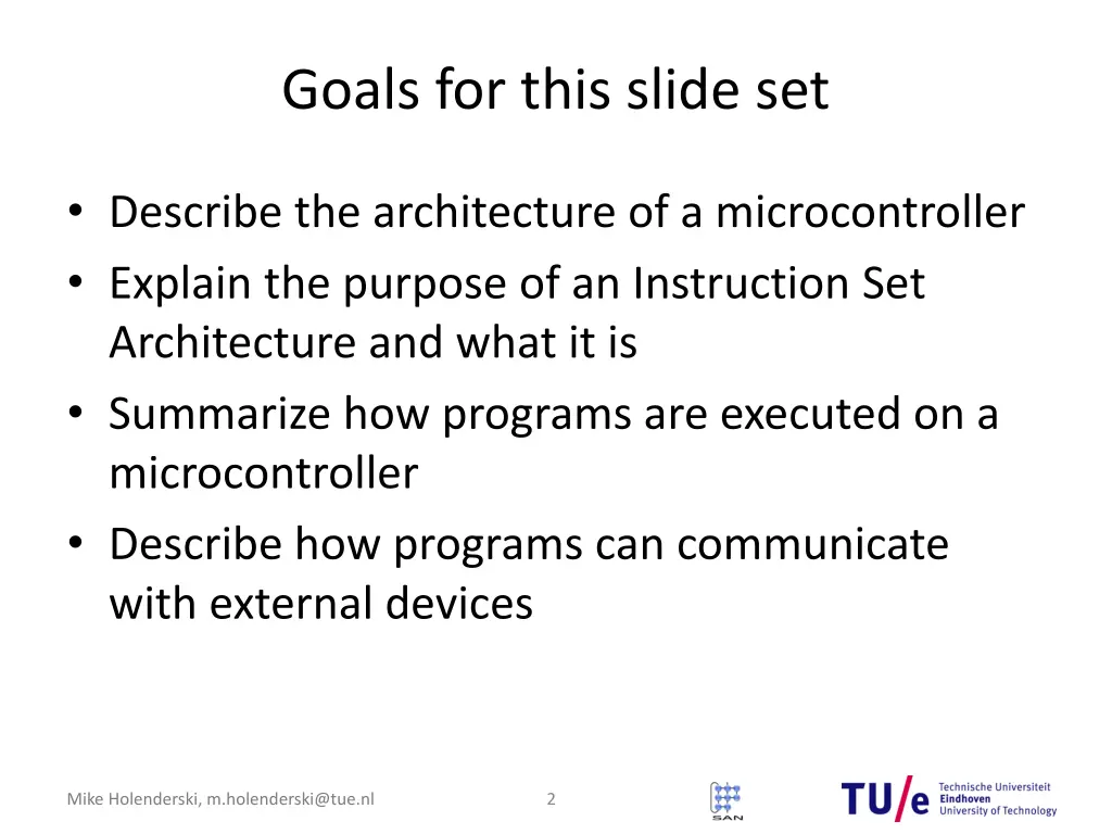 goals for this slide set