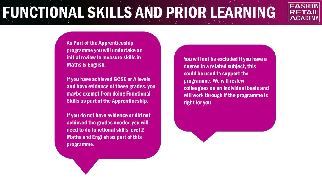 functional skills and prior learning