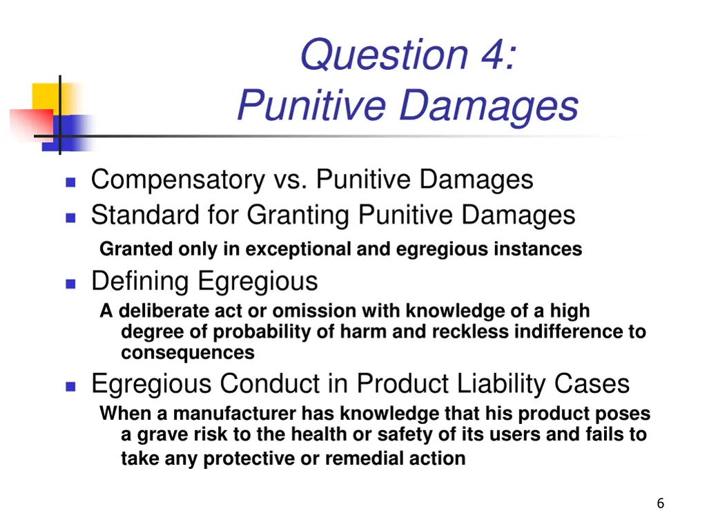 question 4 punitive damages