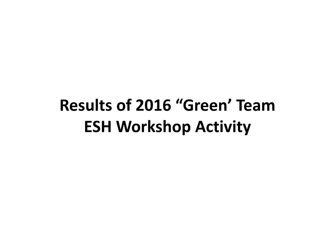 results of 2016 green team esh workshop activity