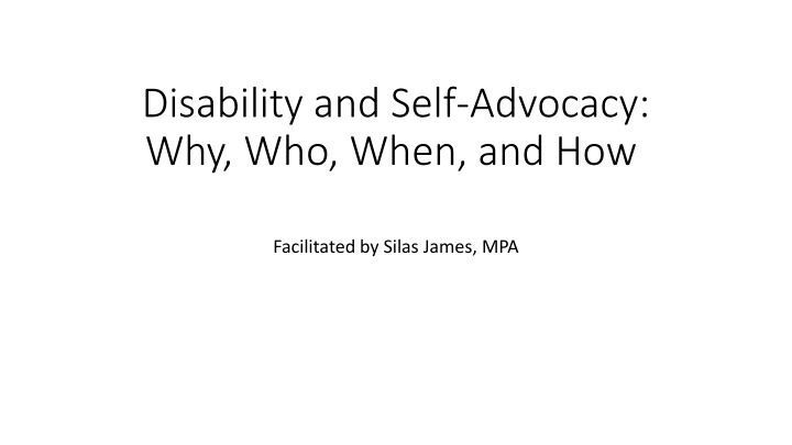 disability and self advocacy why who when and how
