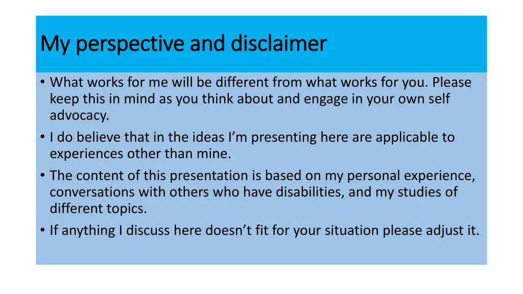 my perspective and disclaimer my perspective 1