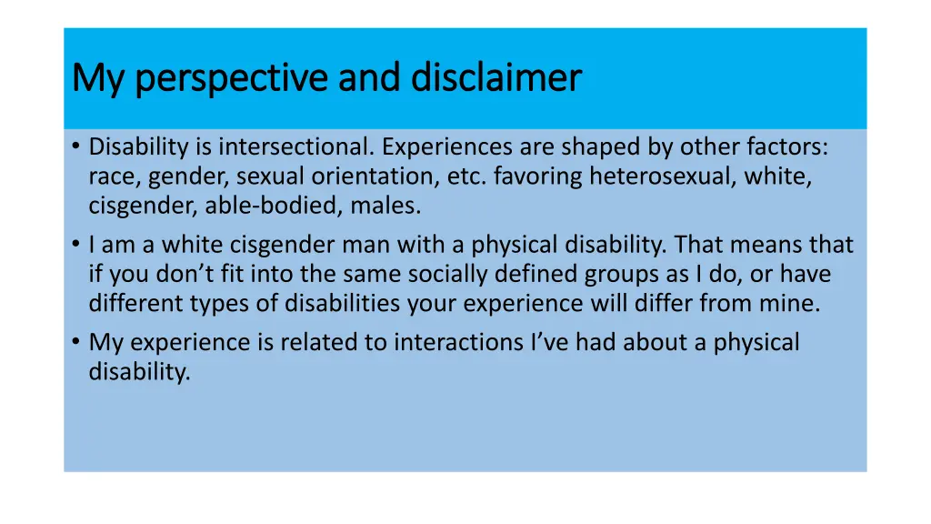 my perspective and disclaimer my perspective